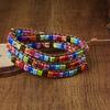 RINHOO Chakra Bracelet Jewelry Handmade Multicolor Natural Stone Tube Beads Leather Wrap Bracelet Couples Bracelets Gifts