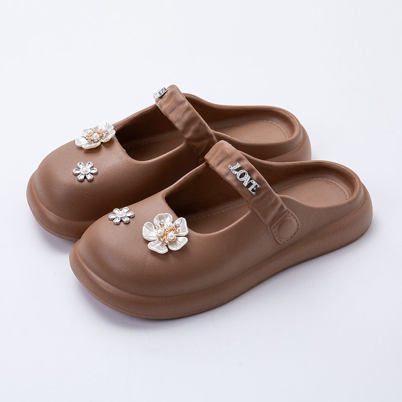 

Fashion Flowers Round Toe Outside Women s Slippers and Ladies Sandals Thick Slides New Collection Fashion Slip-resistant Low Price Shoes 39-40