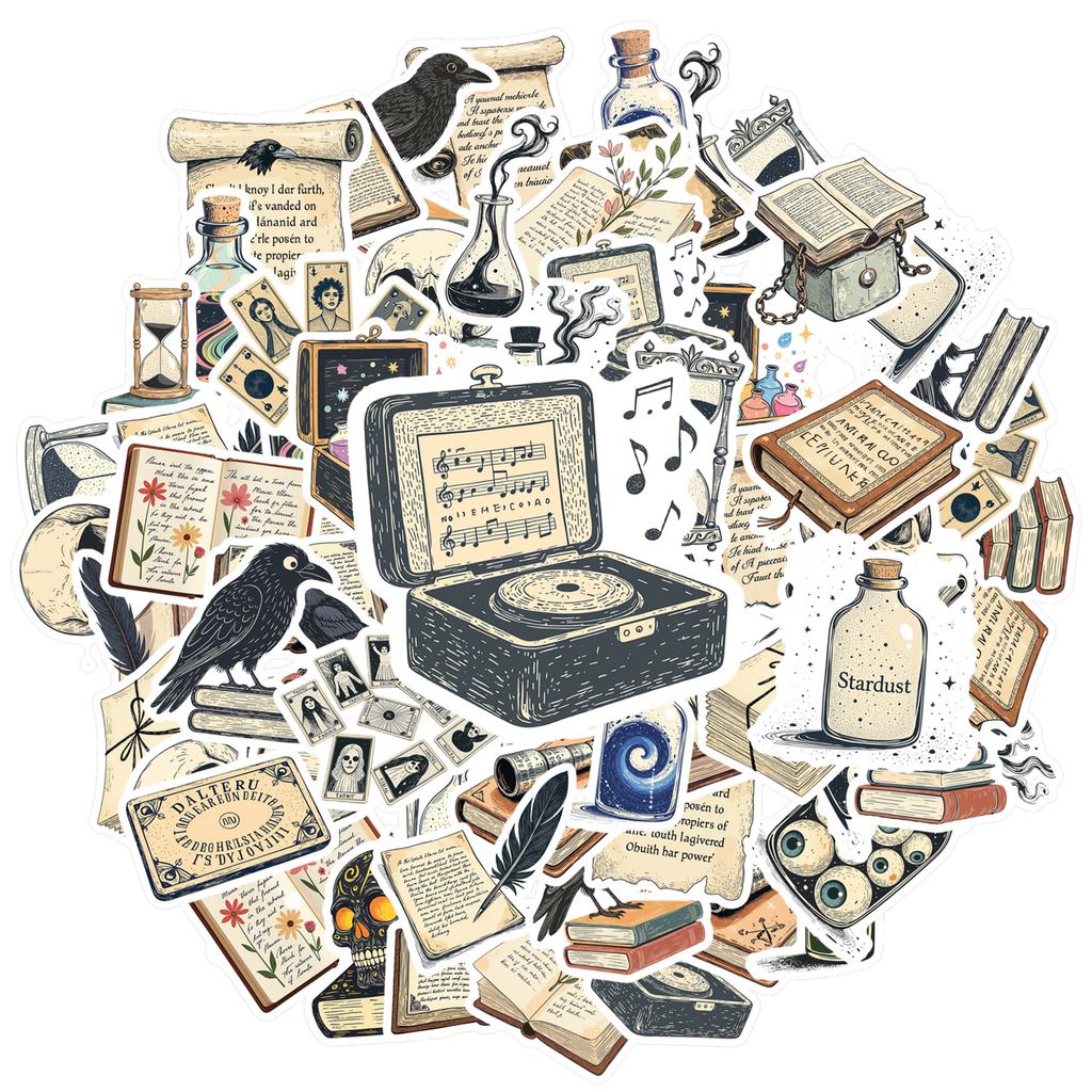 35pcs Mysterious Potion Stickers Antique Scroll Animal Stickers Stickers For Guitar DIY Bicycle Skateboard Laptop