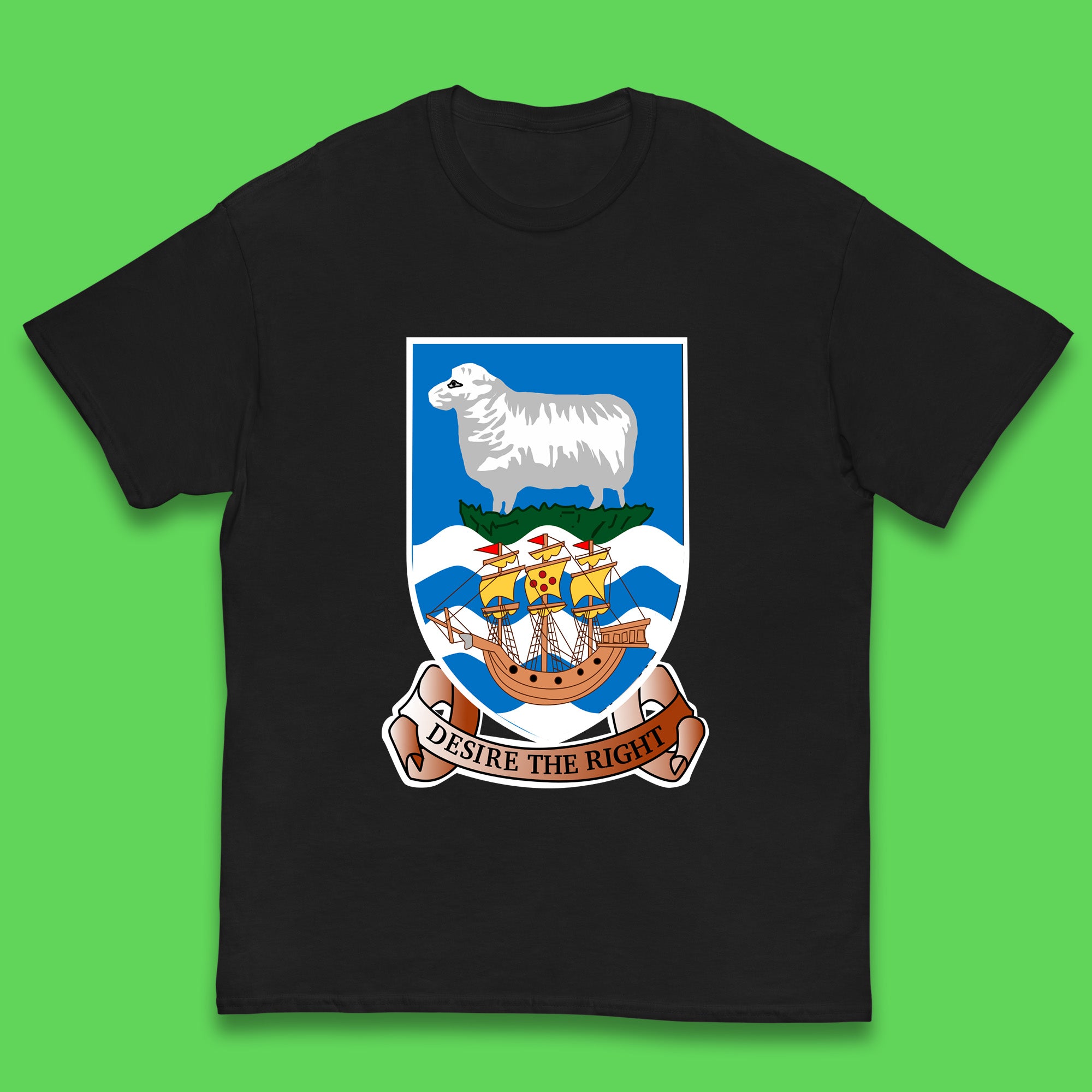 Coat Of Arms Of The British Overseas Territory Falkland Islands Coat Of Arms Of The Falkland Islands Flag Kids T Shirt 100