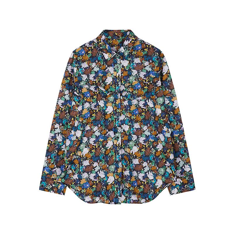 JNBY Women's 2025 Spring Liberty Floral Cotton Loose Long Sleeve Shirt