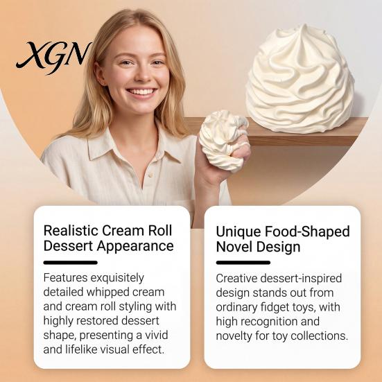 Stress Management Tool White Cream Squeeze Ball, Palm Kneading Toy, Soft Texture Decompression Hand Therapy Toy for Adults Kids, TPR Fidget