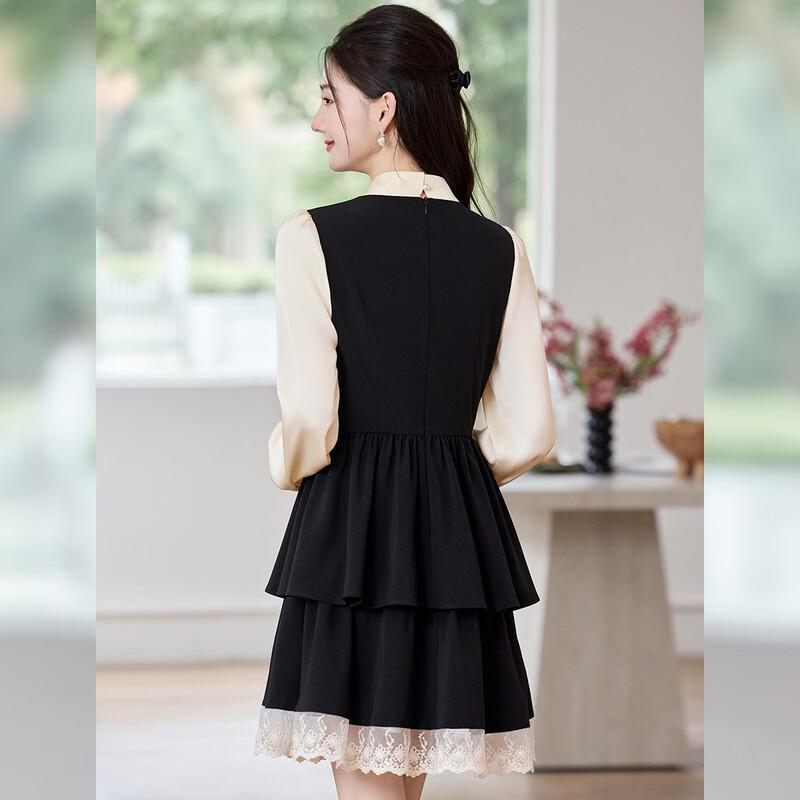 Elegant Faux Two-Piece Spliced Shirt Dress