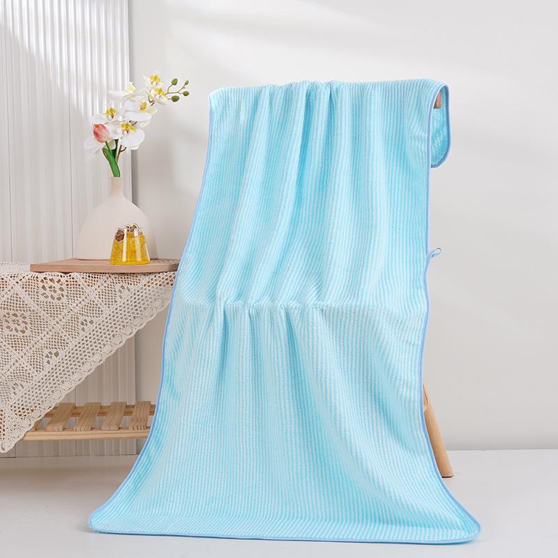 Warp-Knit Striped Coral Fleece Towels: Thick, Absorbent Face & Bath Gift Set