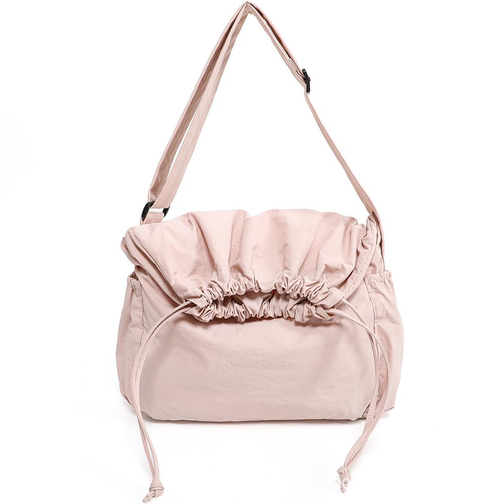 

Весна 2025 года, легкая сумка-мессенджер унисекс из нейлона с большой вместимостью и модным дизайном на шнурке розовый