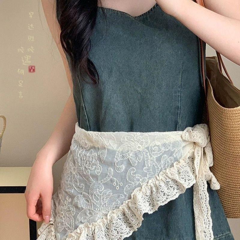 Sommer Spitzen Bandana Schal Koreanischer Stil Dreieckstuch, Boho Hüftgürtel für Mädchen, Ländliche Fotoshooting Accessoires