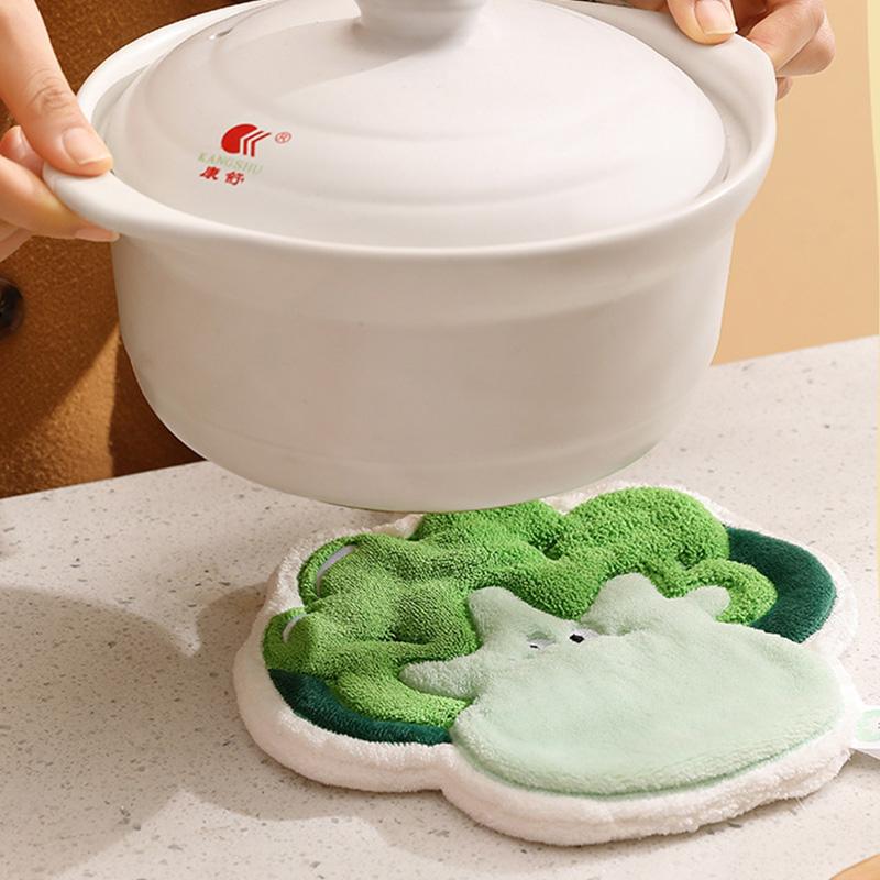 Cute Hand Towel Cartoon Wipe Handkerchief Rag  Vegetable Shape  Towels for Kitchen Bathroom KidsHanging Towel Soft Dish Cloth