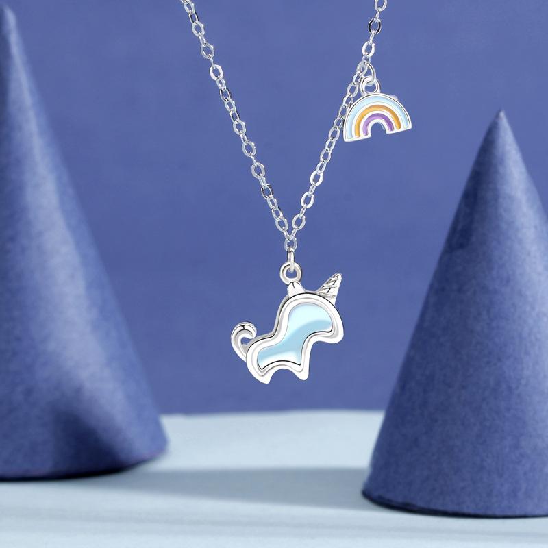 Rainbow Unicorn Necklace Women's Versatile Light Luxury Niche Design High-end Accessories