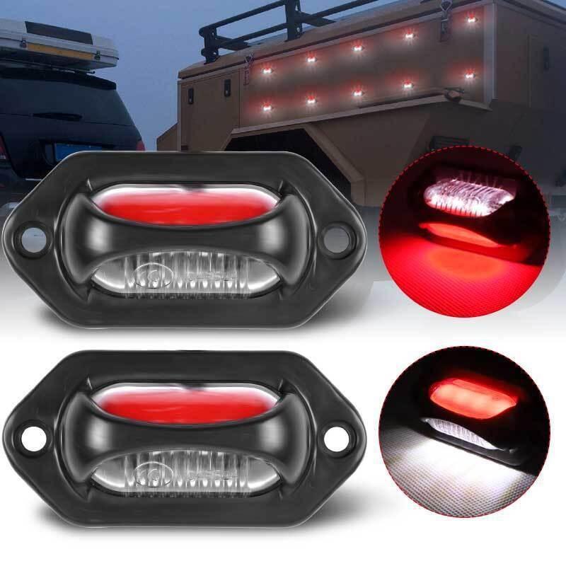 Car License Plate Lamp 12V-24V Truck RV Trailer Signal Lights Side Lights 8LED Dual Color Warning Light Clearance Lamps Assembly