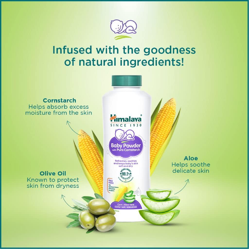 Himalaya Baby Powder with Pure Corn Starch 200g Pack of 1 for Soft Dry Delicate Skin