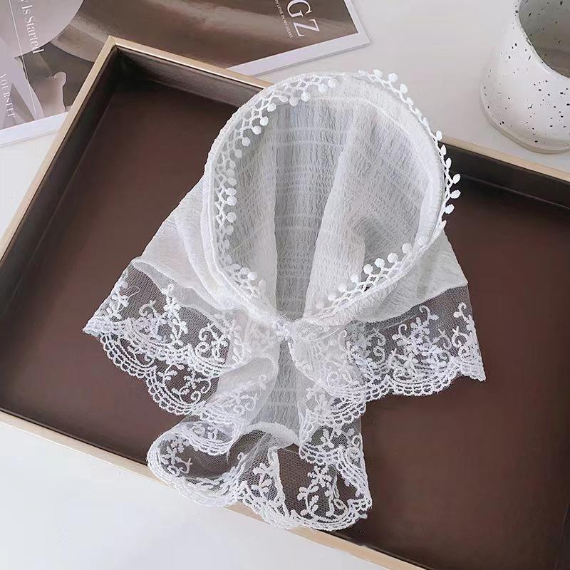 

Кружевная лента для волос Кружевной треугольный платок Повязка на голову Ленивый платок Все-в-одном Защита от солнца Платок Женская повязка на голову Платок