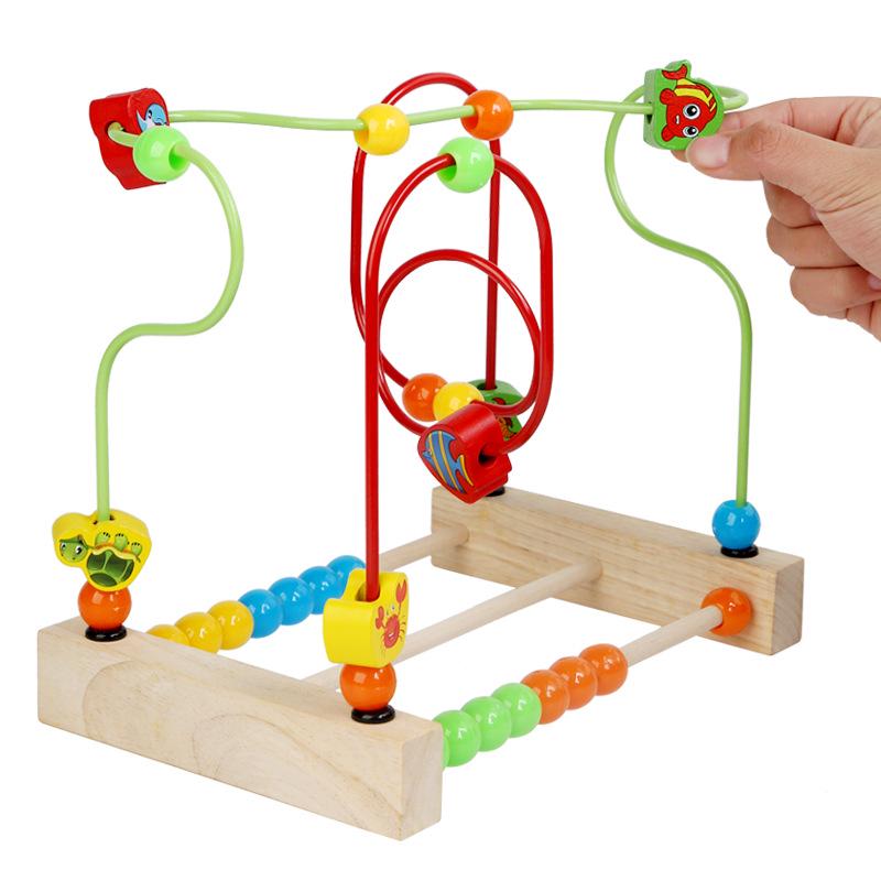 Wooden Bead Maze & Stringing Toy for Toddlers, Ages 2-4 - Enhances Hand-Eye Coordination