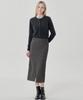 HYEYEONG KIM Cord Set Tailored H-Line Maxi Skirt - Charcoal Khaki