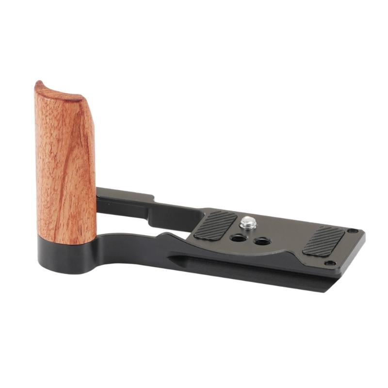 Aluminum L Bracket Quick Release Plate For R50V Camera Handgrip Holder 1/4in Hole with Wood Grip