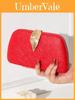 Vintage Pu Evening Clutch With Metal Leaf Cover For Formal Occasions