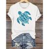 Women’s Floral Starfish T-Shirt Colorful Tropical Flower Graphic Tee Soft Beach Style Short Sleeve for Daily Wear