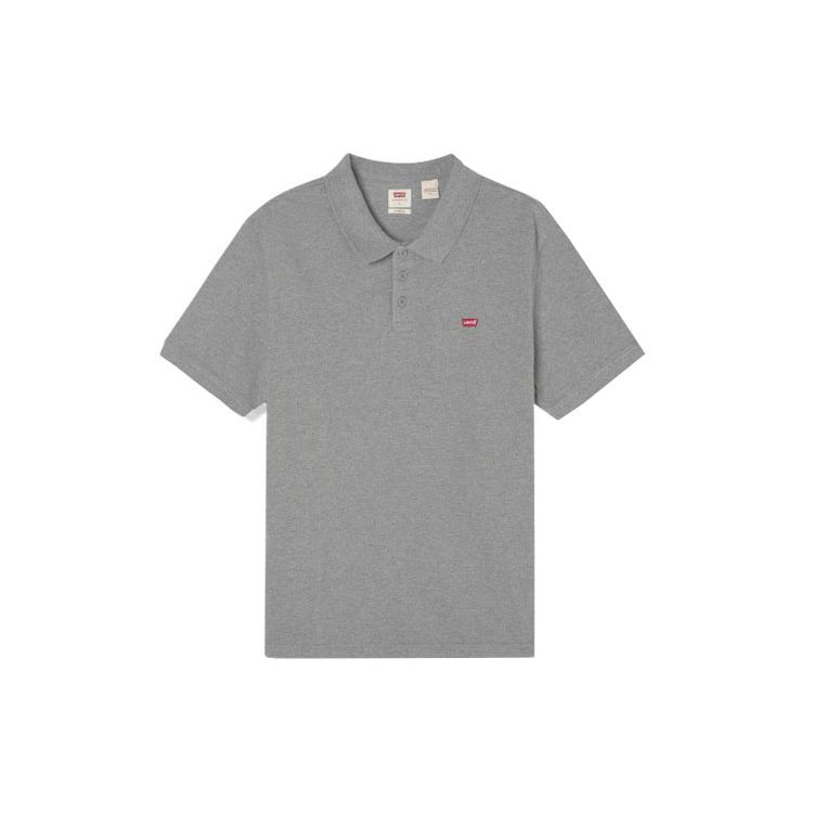 Levis Solid Button-Down Collar Short Sleeve Polo Shirt Unisex Polo Shirts Gray A0229-0002