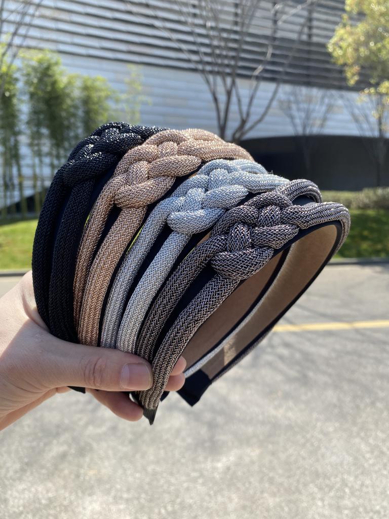 Gold Wire Rope Twist Identification Headband for Women Simple Wide-Brimmed Headband High-End Knotted Headband Hair Accessory