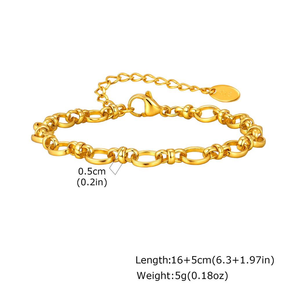 18K Gold-Plated Stainless Steel Hand-Spliced Chain Bracelet, Women'S Personalized Punk Metal Chain Wrist Jewelry