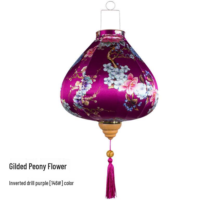 Gold-Edged Peony Palace Lantern - Chinese Style for New Year, Spring Festival, Weddings, Outdoor, or Housewarming Decor