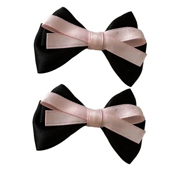 2Pcs Girl Hair Pins Bowknot Decor Double-Layered Ribbon Design Side Bangs Hair Clips Hair Accessories Daily Wear