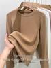 Women's Wool Silk Round Neck Base Layer Shirt - Autumn/Winter 2025 Collection, Velvet-Thickened for Warmth
