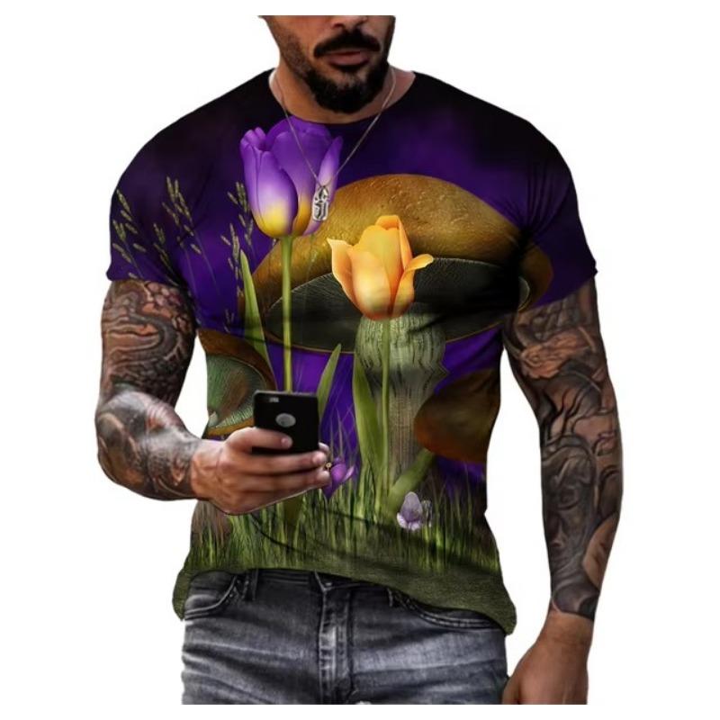 Graphic T Shirts Men Fashion Natural Scenery Pattern T Shirt Handsome Casual 3D Print T-shirt Summer Mountains Rivers Tops