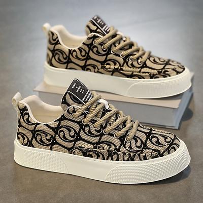 Canvas Shoes Men's Low-top Summer New Niche Low-top Printed Board Shoes Men's Platform Sports and Leisure Trendy Shoes