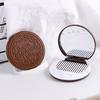 Cute Mini Mirror Portable Makeup Mirrors with Comb Girls Women Pocket Mirrors Chocolate Cookie Shaped Cosmetic Mirror
