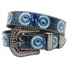 Retro Blue Big Eyes Rhinestone Belt: Ethnic Style Fashionable Women's Waistband
