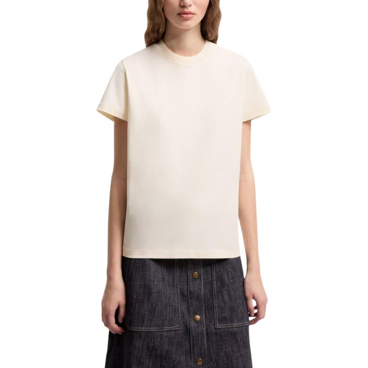 Moncler Short Sleeve Brand Logo Solid Color T-Shirt Women Tops L10938C0002989AUO034