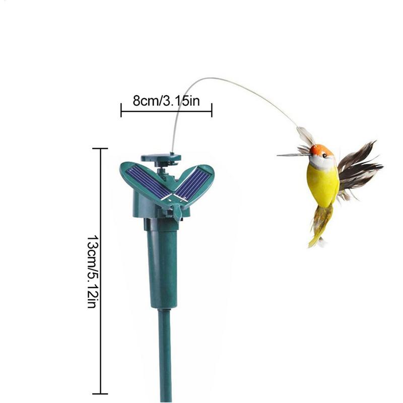Funny Solar Rotating Bird Toy Flying Hummingbird Power Vibration Birds Stake Flying Fluttering Toy For Garden Decoration