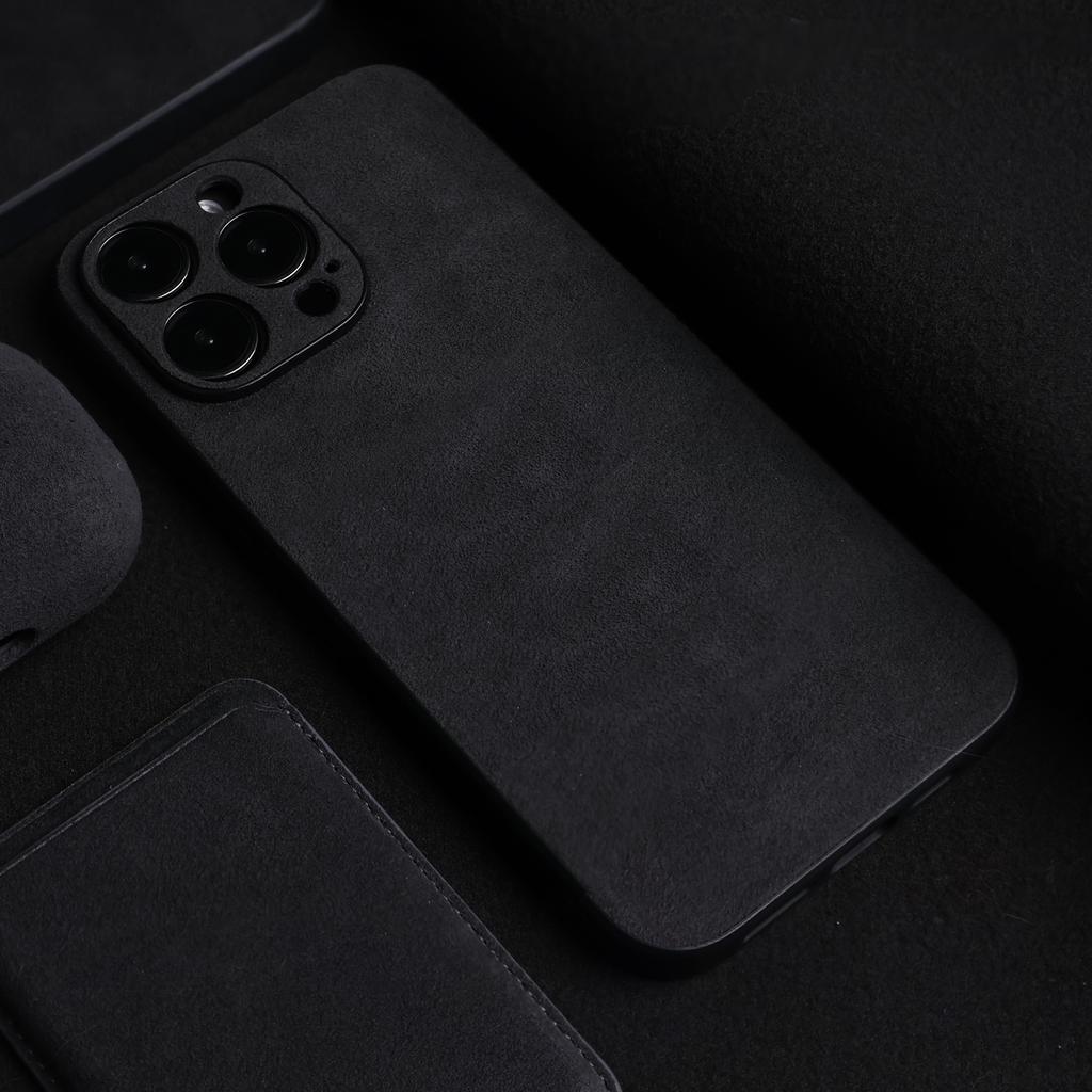 ALCANTAR Case for 17 Pro Max 16 15 14 13 Luxury Artificial Leather Supercar Suede Phone Cases Cover