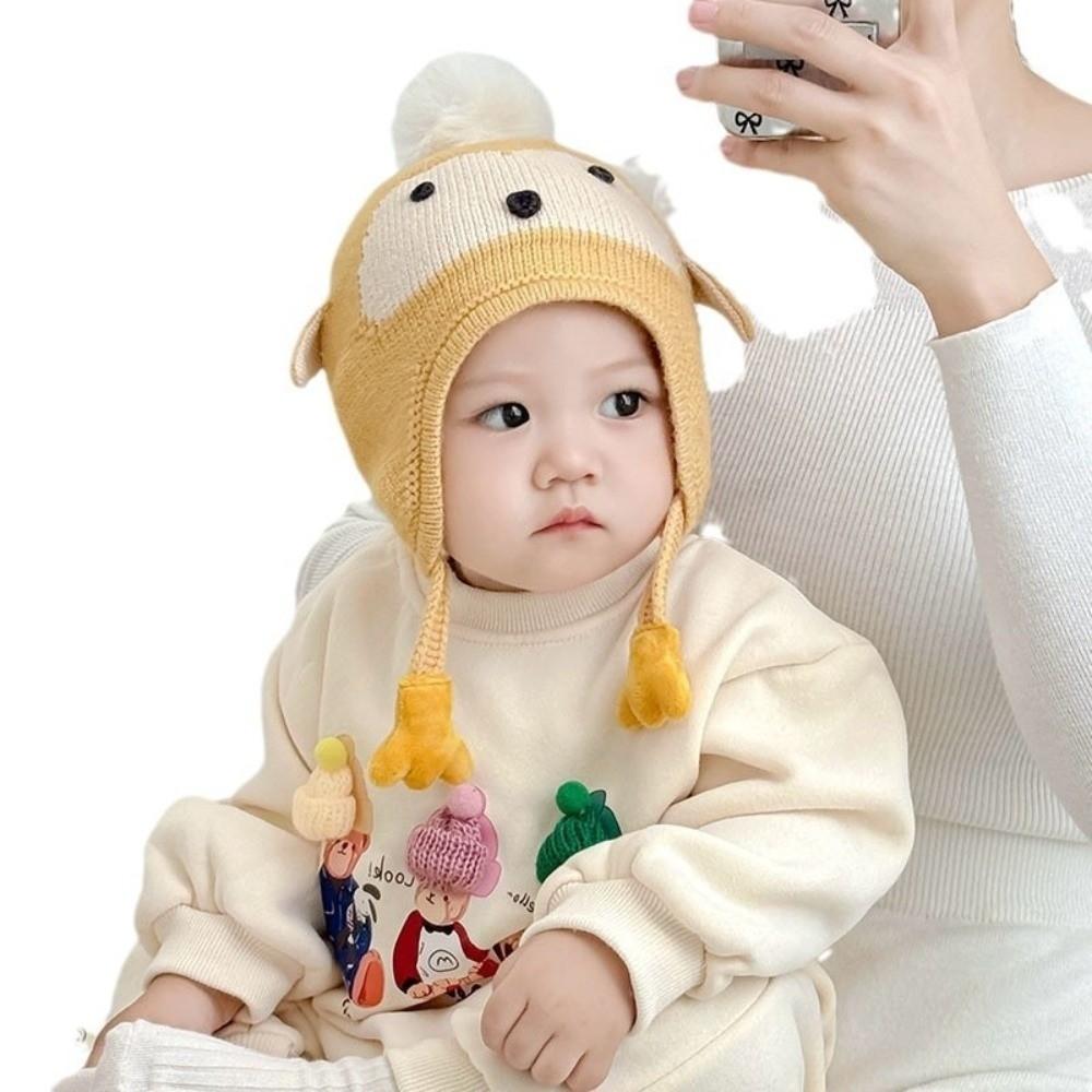 Windproof Ear Protection Hat Warm Plush Infant Knitted Cap New Pullover Cap Autumn and Winter
