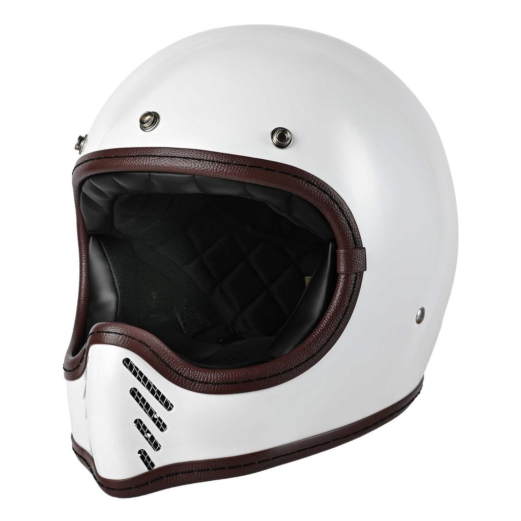 RIDEZ VMX PSC SG Full Face Motorcycle Vintage Motocross TRIPLE CROSS Helmet, Off-Road, White, W-L