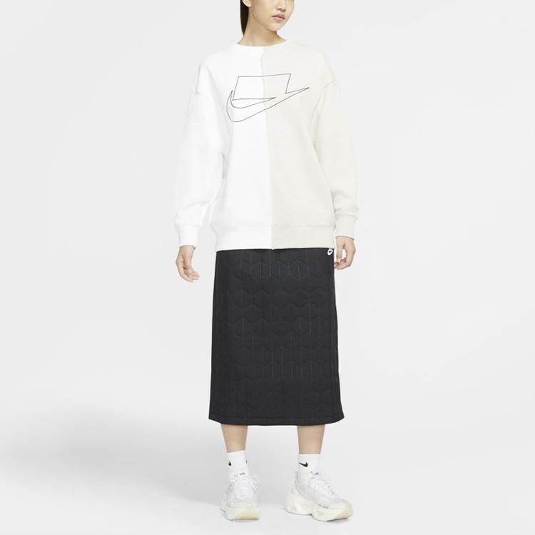 Nike Casual Comfortable Solid Color Long Skirt Women skirts Black CU6694-010