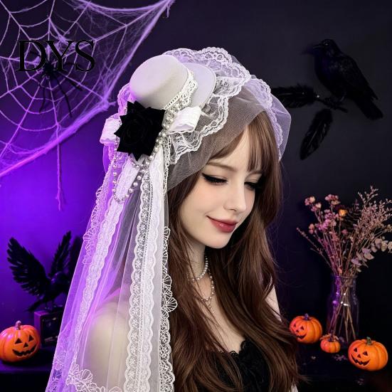 Vintage Headdress Gothic Halloween with Rose And Chain Decoration, Mini Bowler Hat, Festival Party Hair Piece Retro Small Top Hat Clip for Cosplay