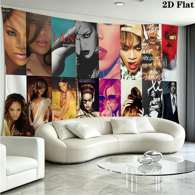 Rihanna Savage Wall Tapestry Aesthetic Wall Hanging Printed Fabric Blanket Decorative Tapestries for Bedroom Living Room Home Decor