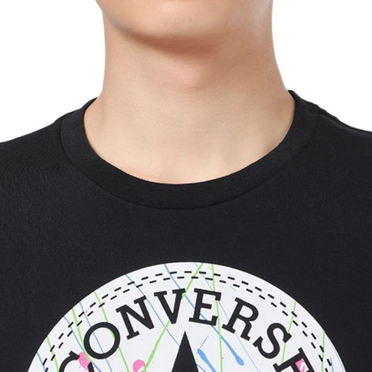 Herren Converse Chuck Muster Rundhals Lässig Sport Atmungsaktiv Kurzarm Schwarz 10021506-A01