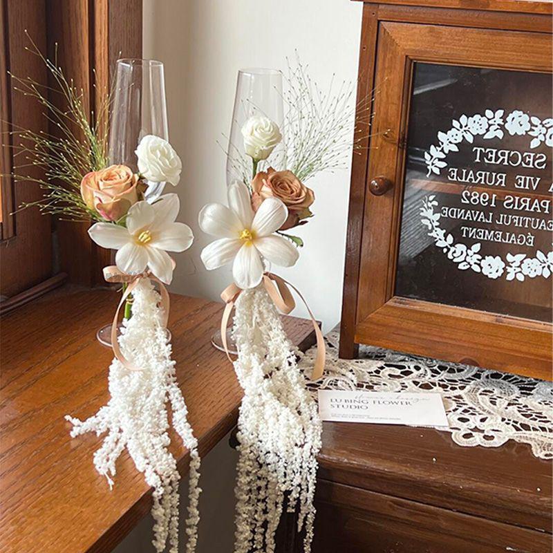 Unsterbliche Blume Hochzeits-Toast-Weinglas-Paar - Ideales DIY-Verlobungs- oder Hochzeitsgeschenk