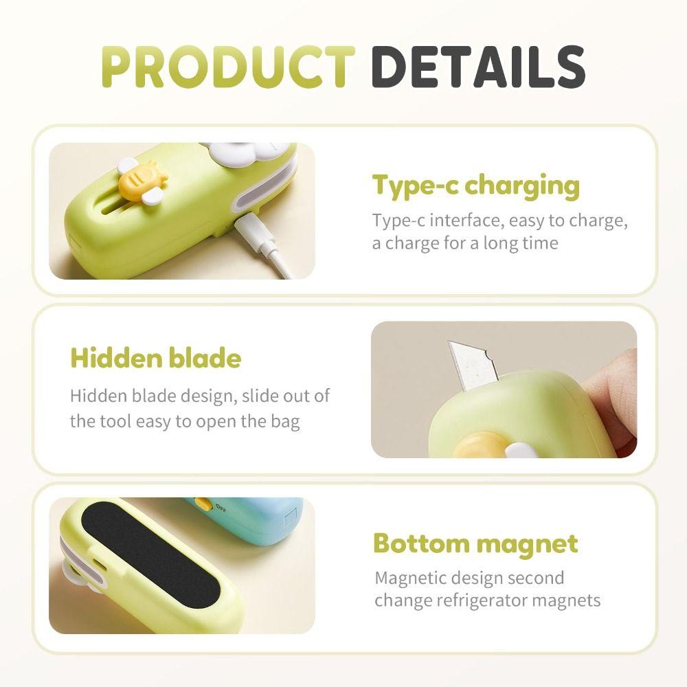 Mini Heat Bag Sealing Machine Rechargeable 2 In 1 Bag Sealer New Vacuum Bag Sealer  Home Use