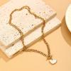 Heart-shaped Stainless Steel Pendant Necklace with OT Clasp - European & American Light Luxury Design