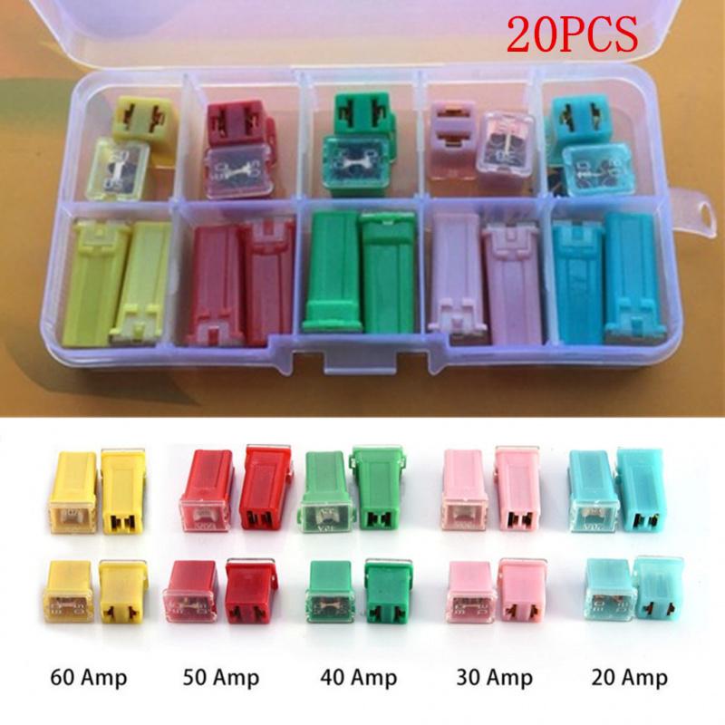 20Pcs Mini Car Square Fuse Dc 12-32V 20A 30A 40A 50A 60A Amp For Cars And Trucks Fuse Panels And Wiring Harnesses