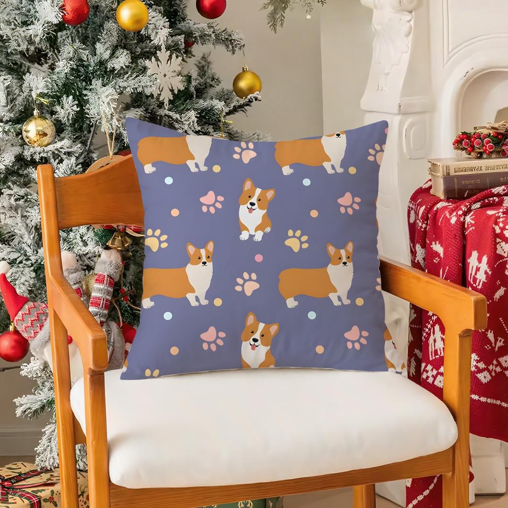 

Cartoon Cute Tech Dog Pillow Case Silky Short Plush with Invisible Zipper Dustproof Sofa Cushion Cover for Home Decor 30X30cm