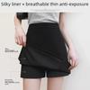 Women's High-Waist Black A-Line Skirt with Hip-Covering Design for Spring and Autumn 2023