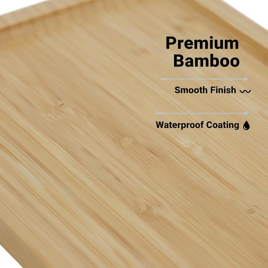 Bamboo Counter Tray for Bathroom Natural Wooden Decorative Tray Kitchen, Shower, Dining Table Vanity,10×6.9 Inch