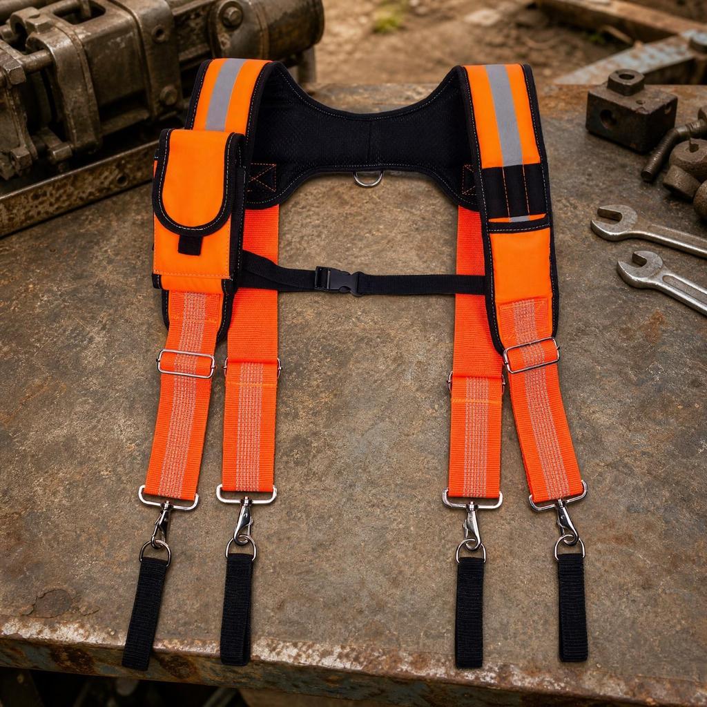 H-Shaped Tool Belt Suspender Hands with Chest Strap Breathable Padded Work