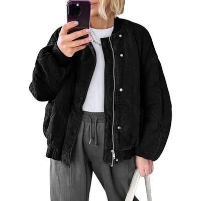 Women Loose Casual Long Sleeve Pilot Baseball Jacket Padded Winter Outerwear
