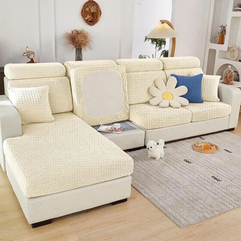 Huse elastice pentru canapea, culoare solidă, jacquard, pernă de canapea, huse pentru scaun, huse detașabile pentru canapea în formă de L, sufragerie, animale de companie, acasă pentru copii