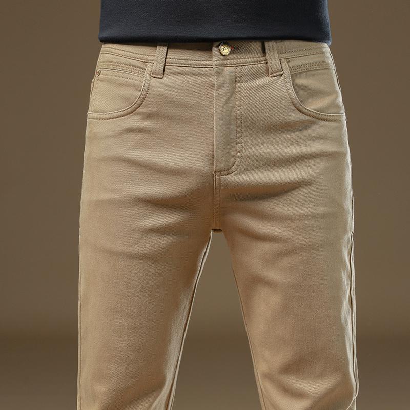 High-End Slim Khaki Men's Casual Pants - 2025 Spring/Autumn Business Straight-Fit
